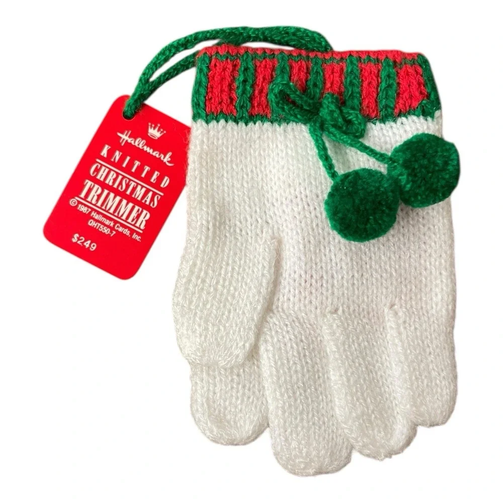 Hallmark Knitted‎ Christmas Trimmer White Glove Ornament